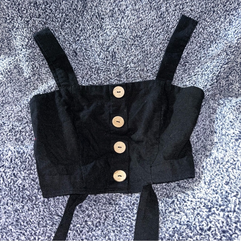 Papaya Black Buttoned Tank Top